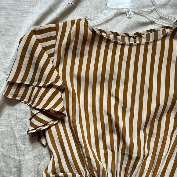 Mustard Seed - Brown and White Striped Blouse - Picture 4 of 5